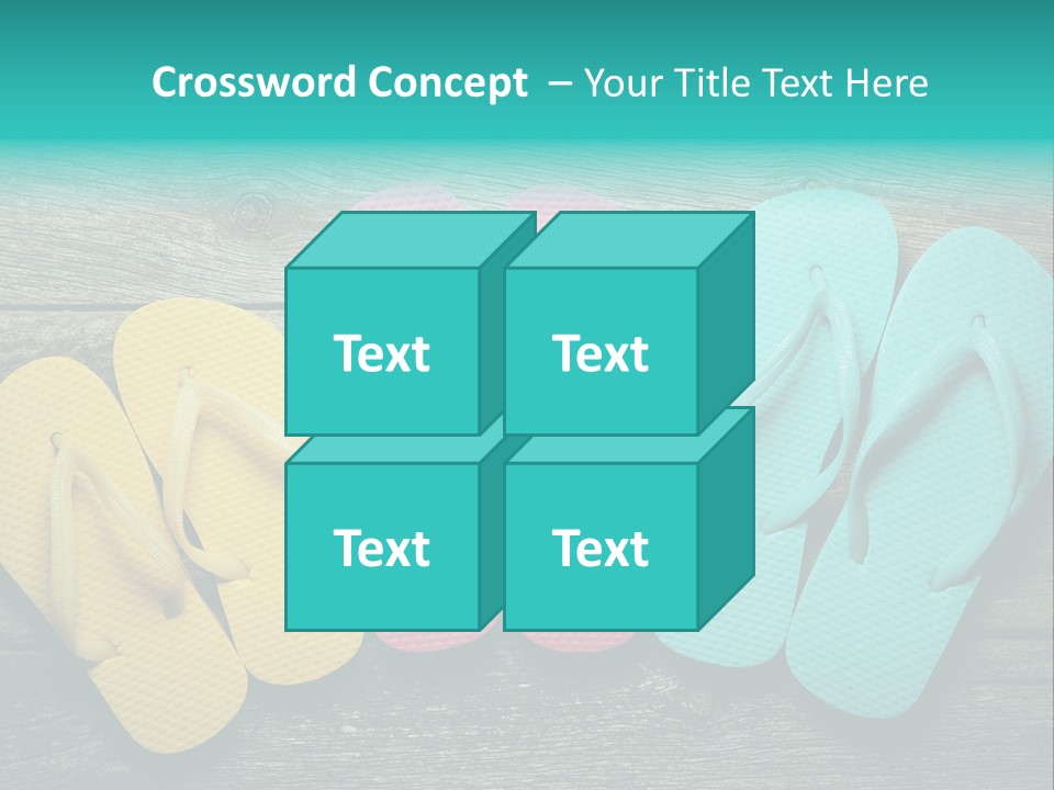 A Row Of Flip Flops Sitting On Top Of A Wooden Floor PowerPoint Template