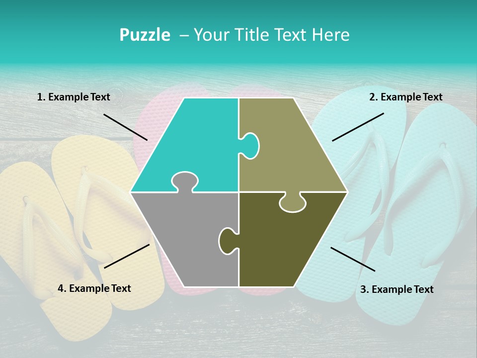 A Row Of Flip Flops Sitting On Top Of A Wooden Floor PowerPoint Template