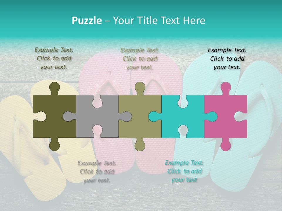 A Row Of Flip Flops Sitting On Top Of A Wooden Floor PowerPoint Template