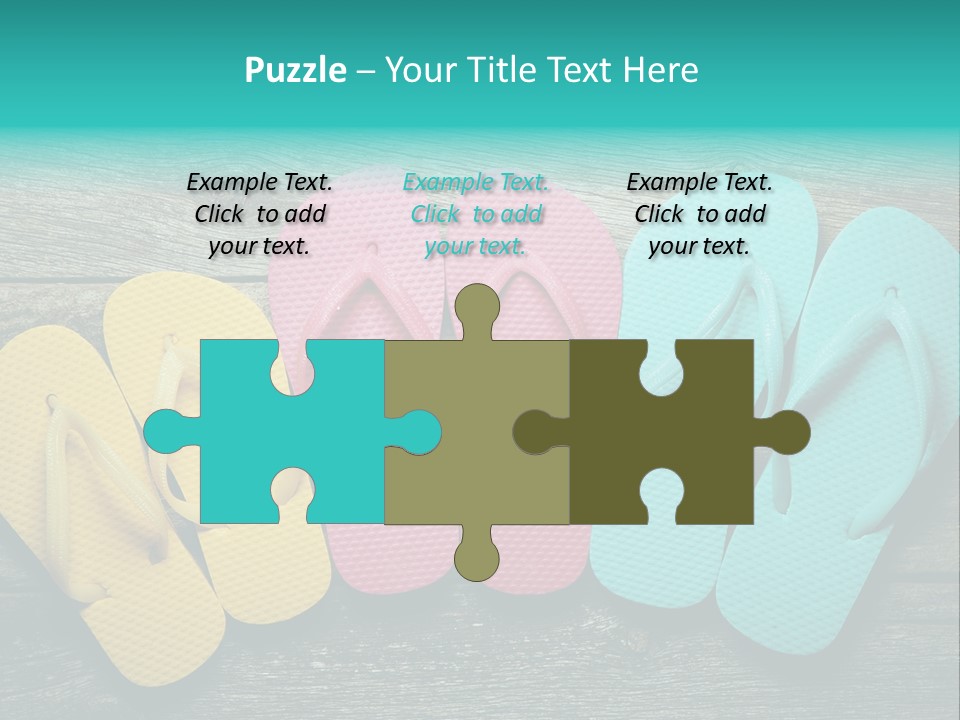 A Row Of Flip Flops Sitting On Top Of A Wooden Floor PowerPoint Template