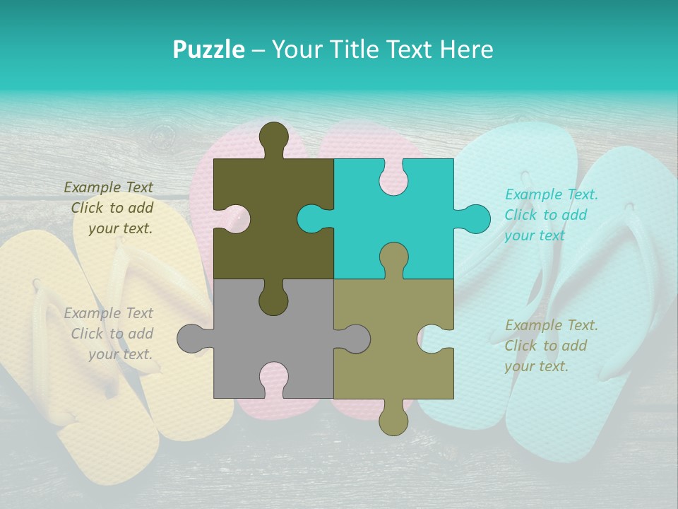 A Row Of Flip Flops Sitting On Top Of A Wooden Floor PowerPoint Template