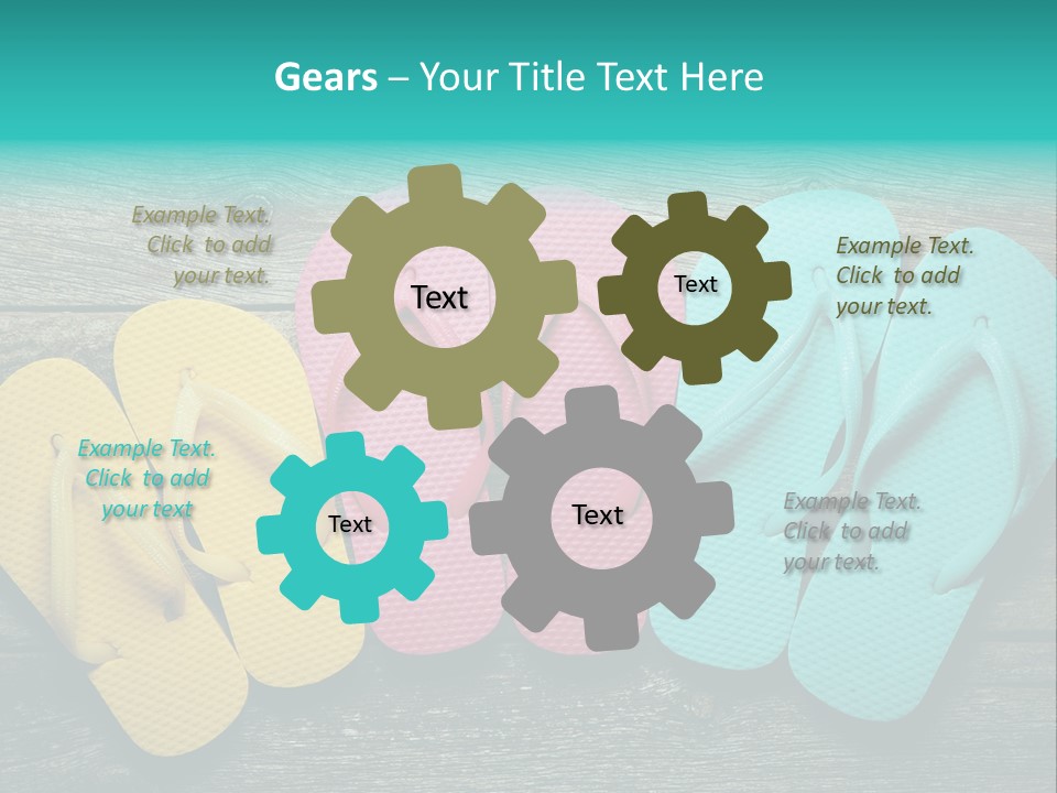 A Row Of Flip Flops Sitting On Top Of A Wooden Floor PowerPoint Template