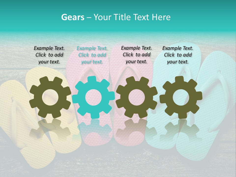 A Row Of Flip Flops Sitting On Top Of A Wooden Floor PowerPoint Template