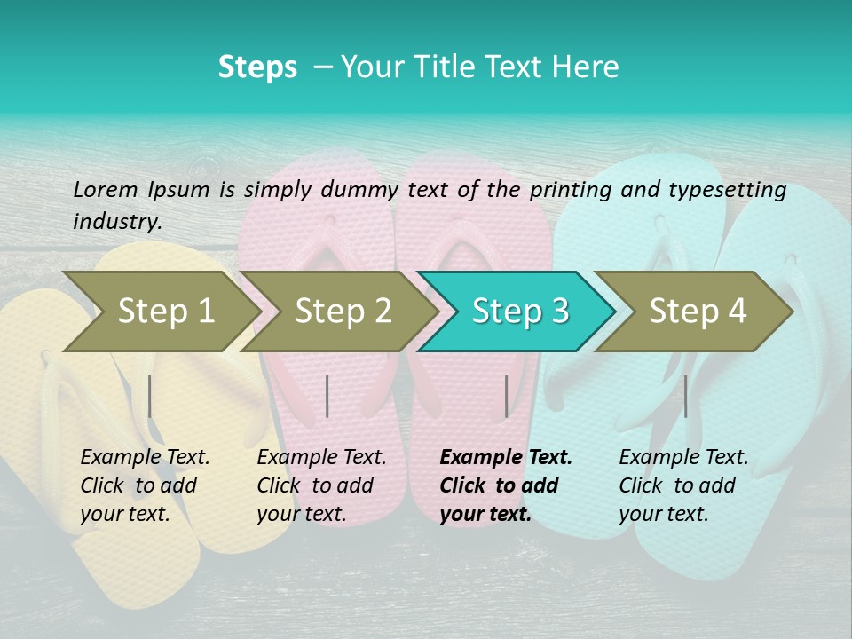 A Row Of Flip Flops Sitting On Top Of A Wooden Floor PowerPoint Template