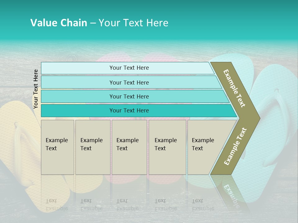 A Row Of Flip Flops Sitting On Top Of A Wooden Floor PowerPoint Template