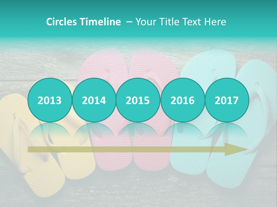 A Row Of Flip Flops Sitting On Top Of A Wooden Floor PowerPoint Template