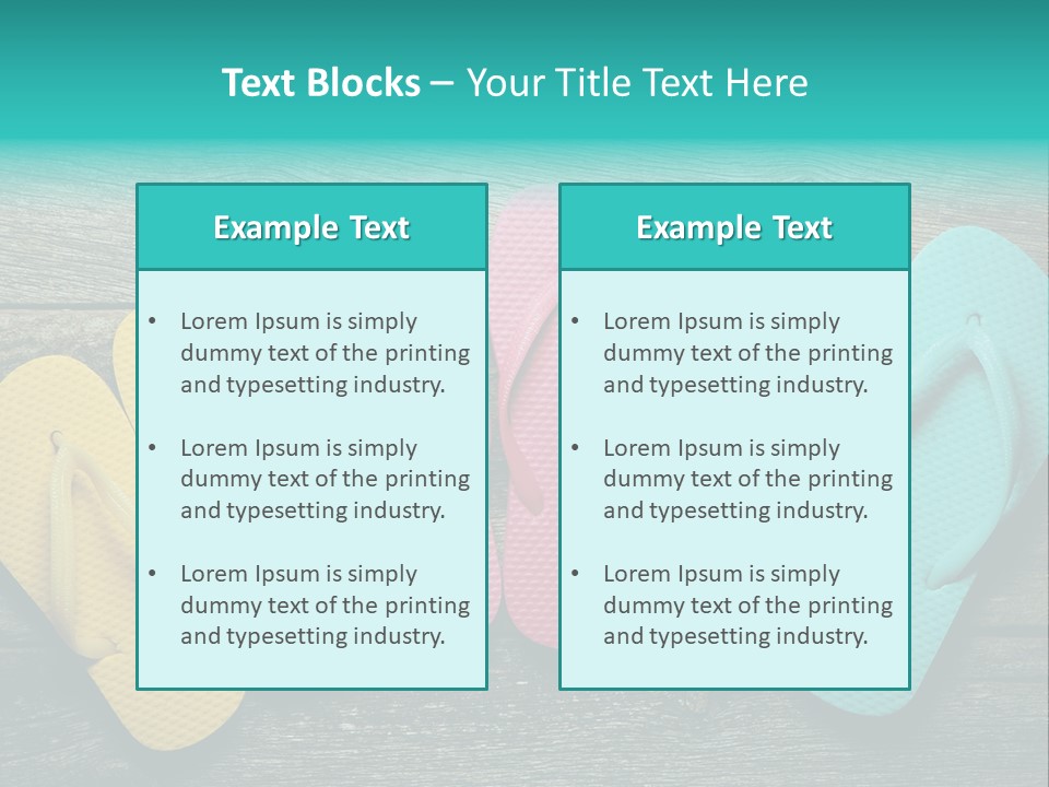 A Row Of Flip Flops Sitting On Top Of A Wooden Floor PowerPoint Template