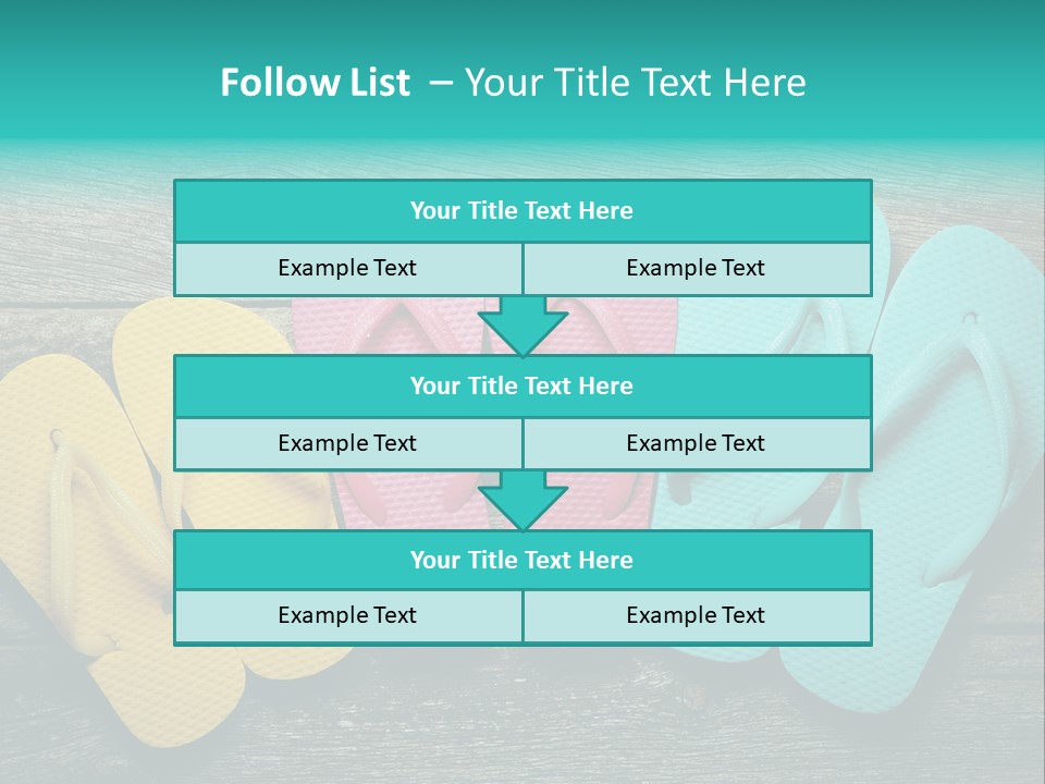 A Row Of Flip Flops Sitting On Top Of A Wooden Floor PowerPoint Template