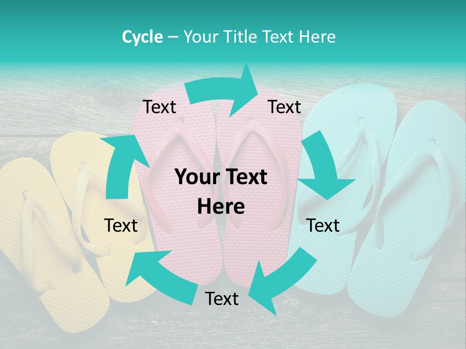 A Row Of Flip Flops Sitting On Top Of A Wooden Floor PowerPoint Template