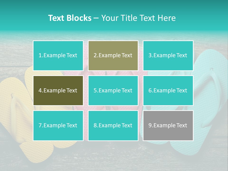 A Row Of Flip Flops Sitting On Top Of A Wooden Floor PowerPoint Template