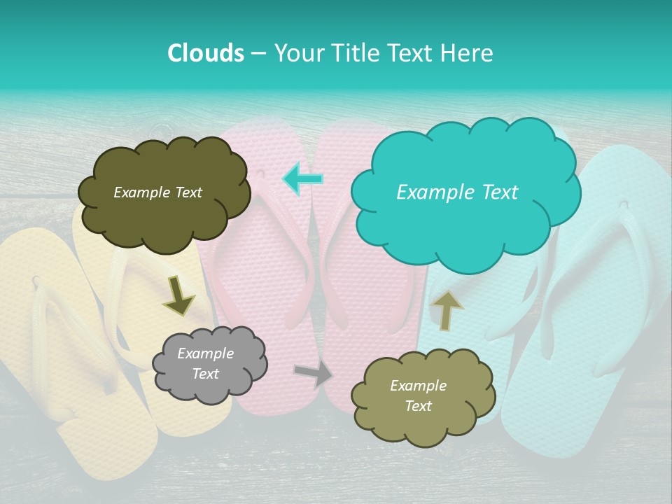 A Row Of Flip Flops Sitting On Top Of A Wooden Floor PowerPoint Template