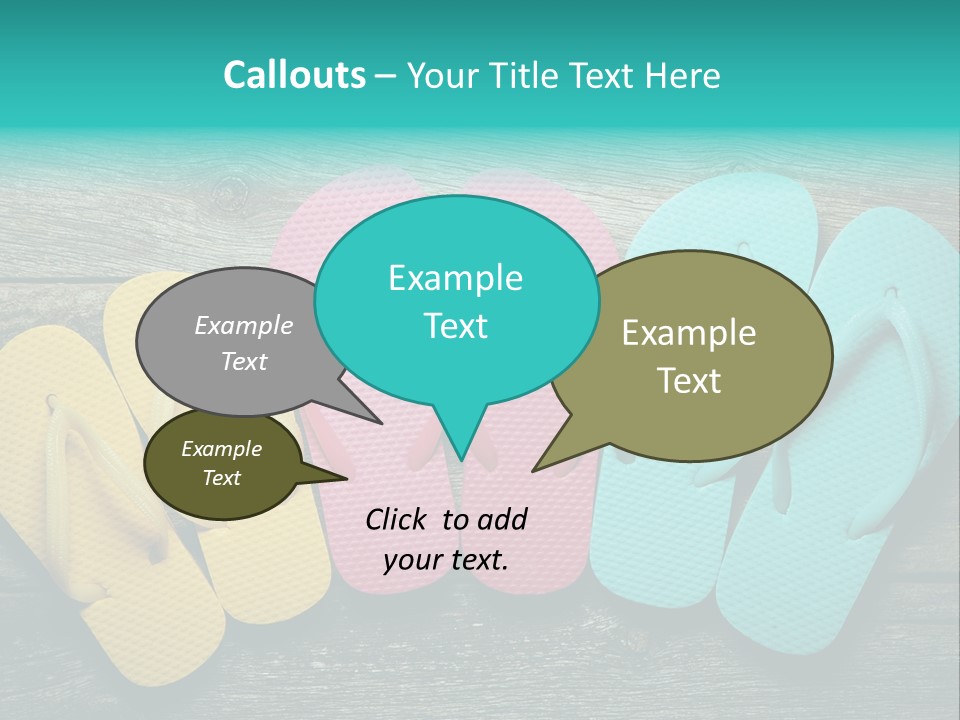 A Row Of Flip Flops Sitting On Top Of A Wooden Floor PowerPoint Template