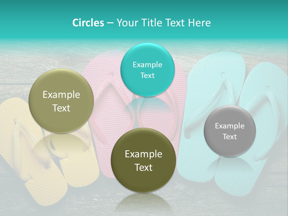 A Row Of Flip Flops Sitting On Top Of A Wooden Floor PowerPoint Template