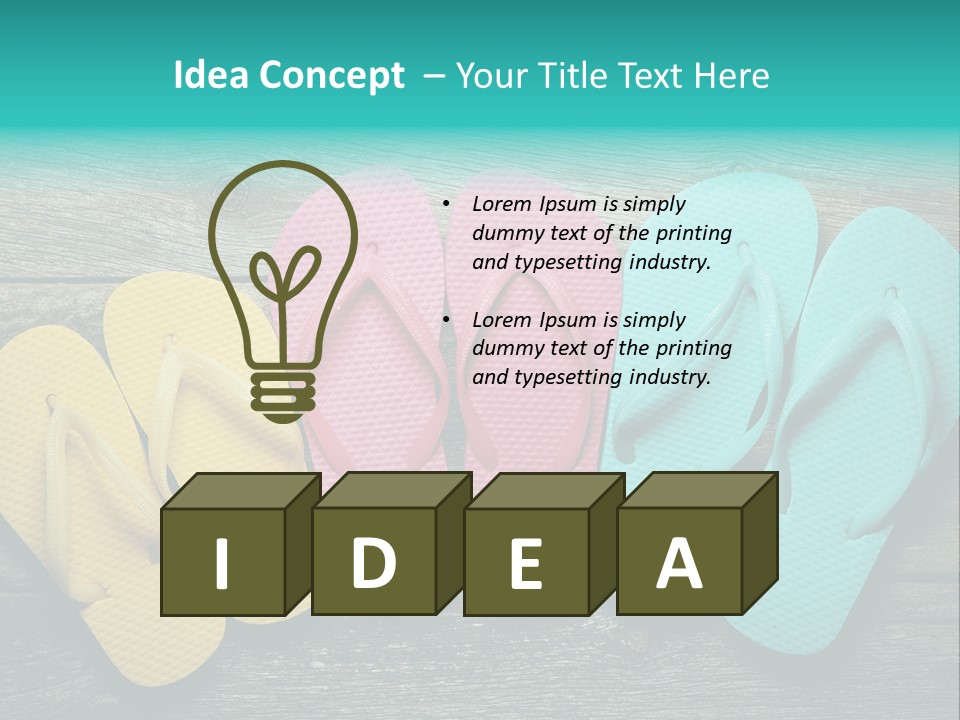 A Row Of Flip Flops Sitting On Top Of A Wooden Floor PowerPoint Template
