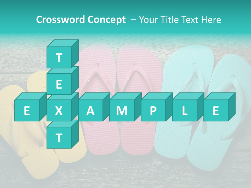 A Row Of Flip Flops Sitting On Top Of A Wooden Floor PowerPoint Template