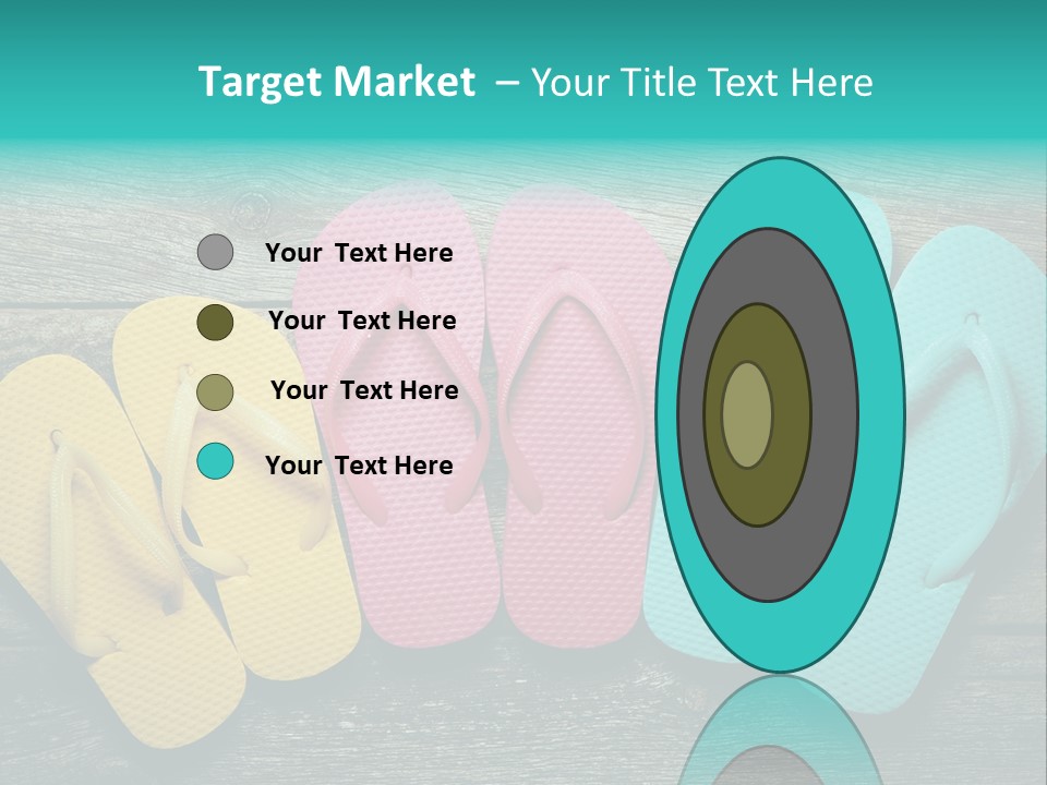 A Row Of Flip Flops Sitting On Top Of A Wooden Floor PowerPoint Template