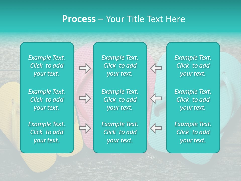 A Row Of Flip Flops Sitting On Top Of A Wooden Floor PowerPoint Template