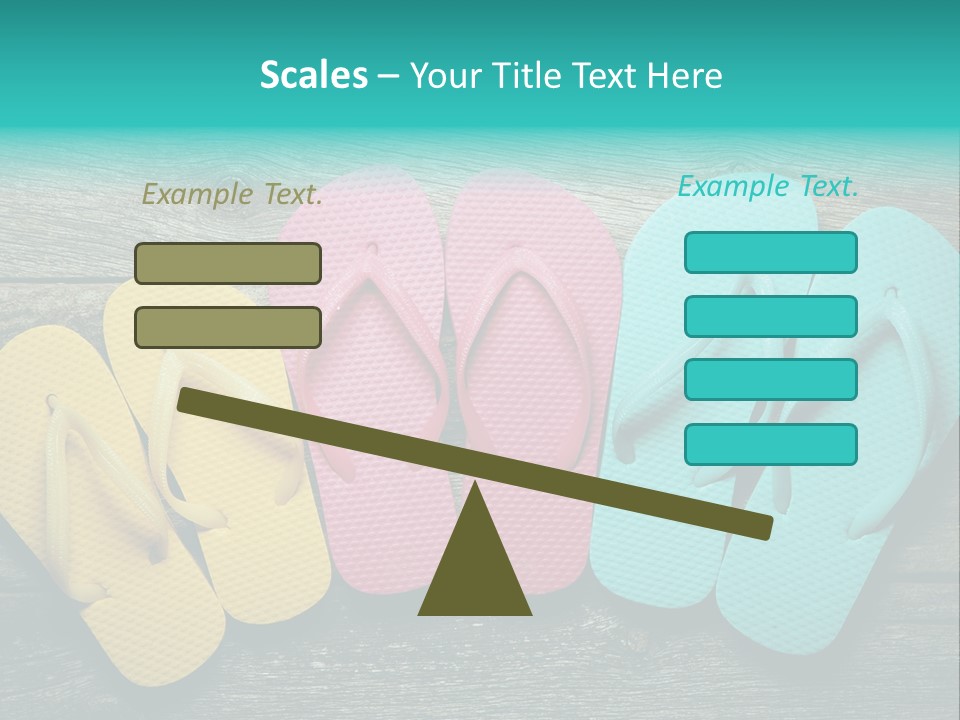A Row Of Flip Flops Sitting On Top Of A Wooden Floor PowerPoint Template