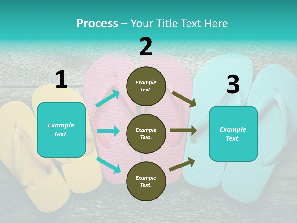 A Row Of Flip Flops Sitting On Top Of A Wooden Floor PowerPoint Template