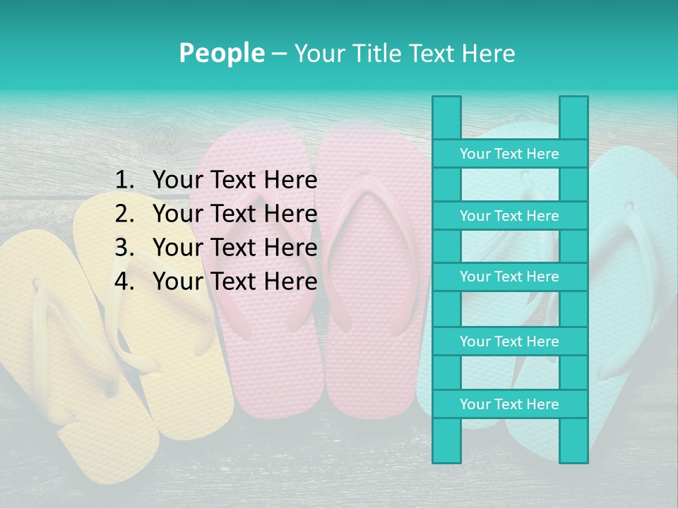 A Row Of Flip Flops Sitting On Top Of A Wooden Floor PowerPoint Template