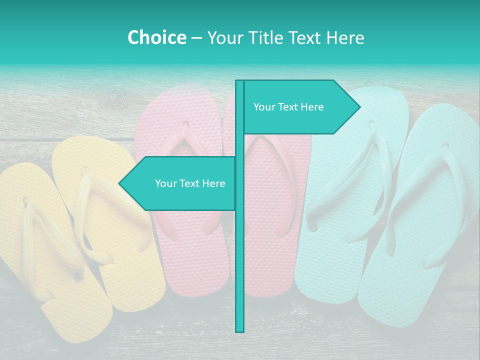 A Row Of Flip Flops Sitting On Top Of A Wooden Floor PowerPoint Template