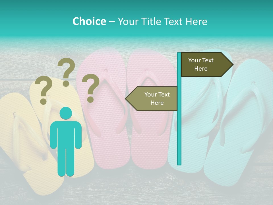 A Row Of Flip Flops Sitting On Top Of A Wooden Floor PowerPoint Template