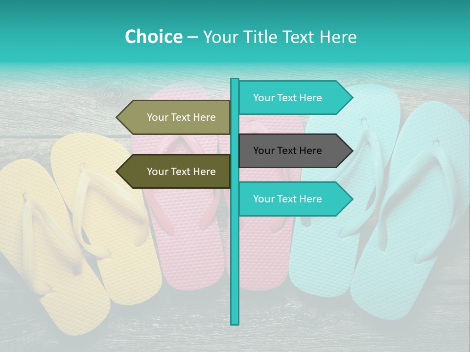 A Row Of Flip Flops Sitting On Top Of A Wooden Floor PowerPoint Template