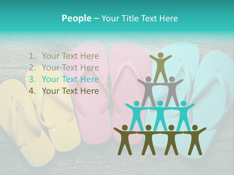 A Row Of Flip Flops Sitting On Top Of A Wooden Floor PowerPoint Template