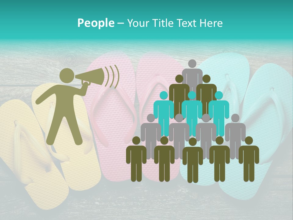 A Row Of Flip Flops Sitting On Top Of A Wooden Floor PowerPoint Template