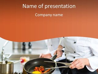 A Woman Cooking Food In A Pan On A Stove PowerPoint Template