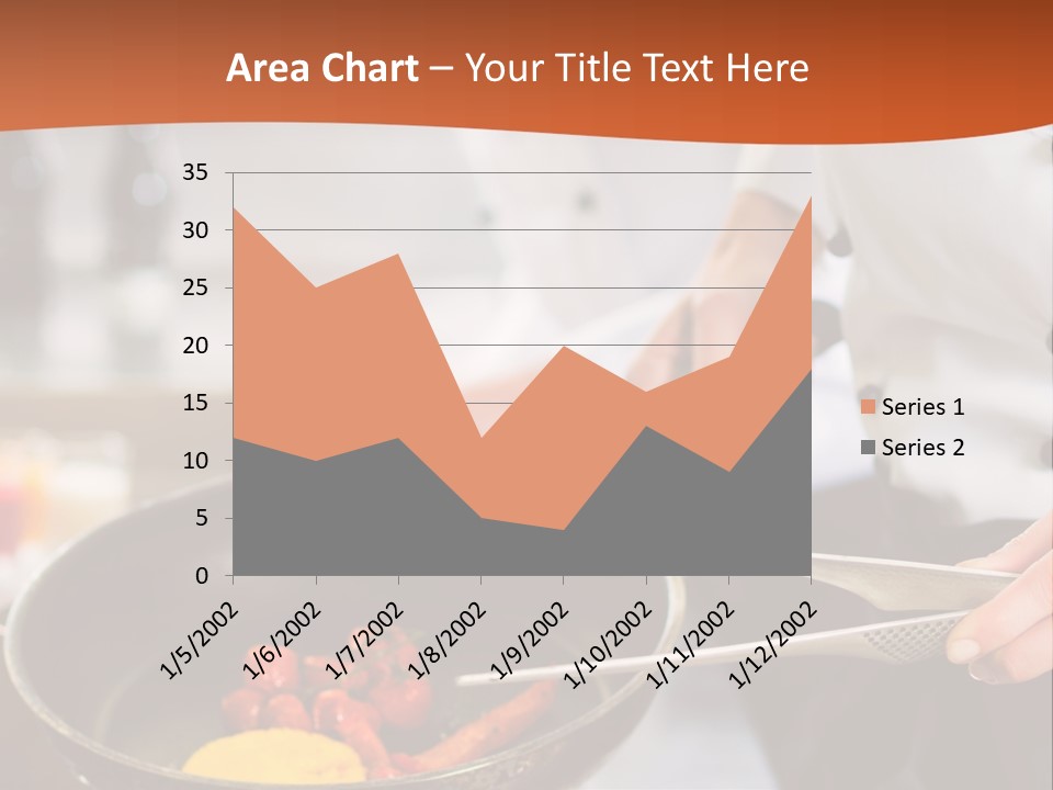 A Woman Cooking Food In A Pan On A Stove PowerPoint Template