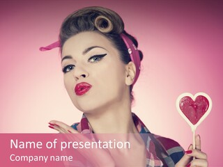 Vitality Red Pinup Girl PowerPoint Template