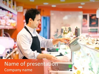 A Man Is Paying Something At A Cash Register PowerPoint Template