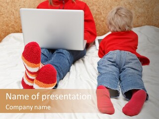 Female Personal Computer PowerPoint Template