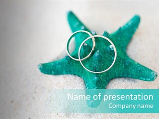 A Starfish With A Ring On It Is On The Sand PowerPoint Template