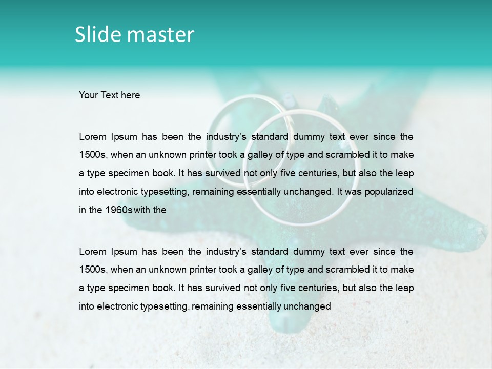 A Starfish With A Ring On It Is On The Sand PowerPoint Template