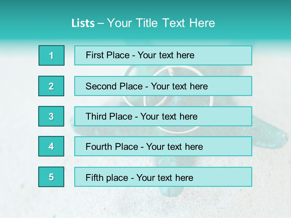 A Starfish With A Ring On It Is On The Sand PowerPoint Template