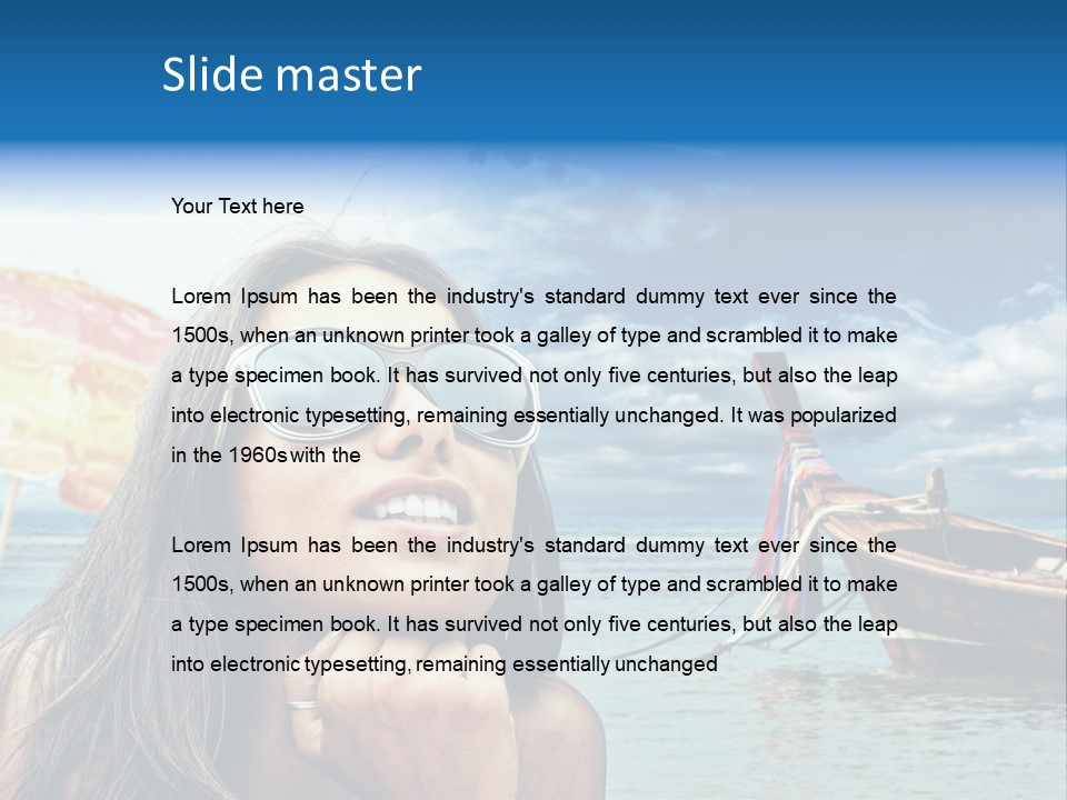 Woman Airplane Tropical PowerPoint Template