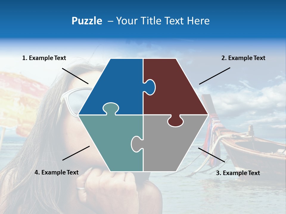 Woman Airplane Tropical PowerPoint Template