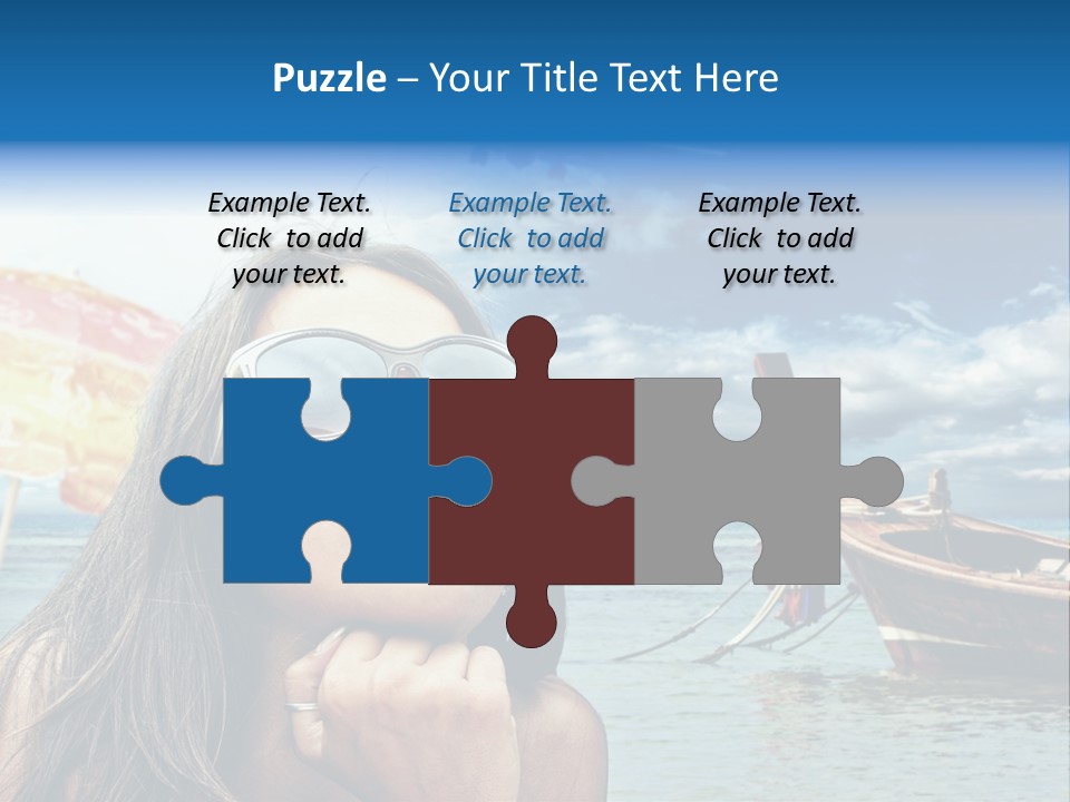 Woman Airplane Tropical PowerPoint Template