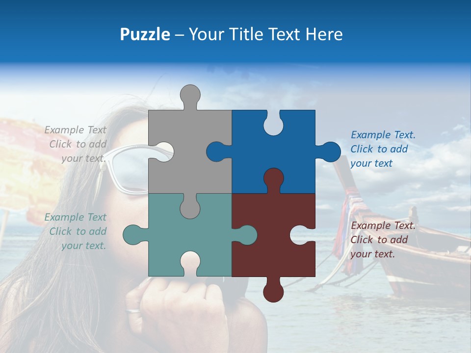 Woman Airplane Tropical PowerPoint Template