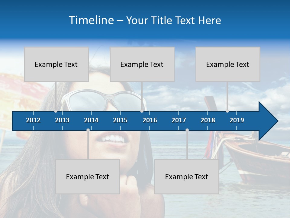 Woman Airplane Tropical PowerPoint Template