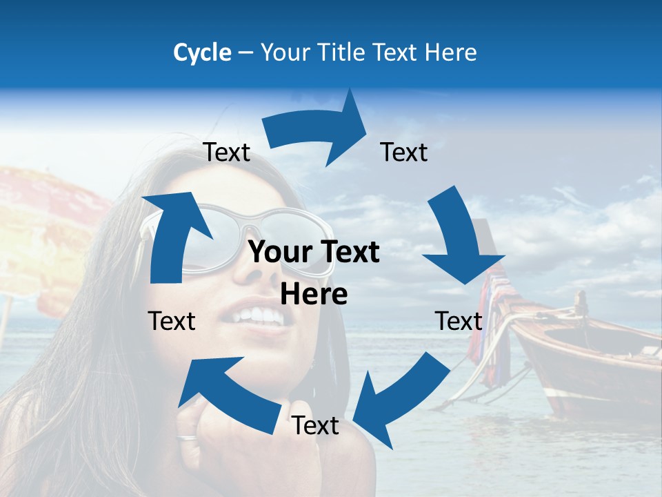 Woman Airplane Tropical PowerPoint Template