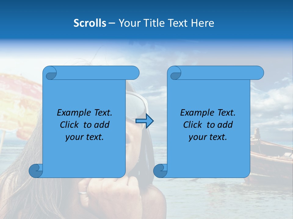 Woman Airplane Tropical PowerPoint Template