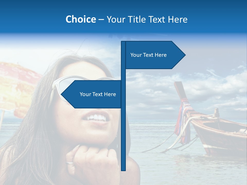 Woman Airplane Tropical PowerPoint Template