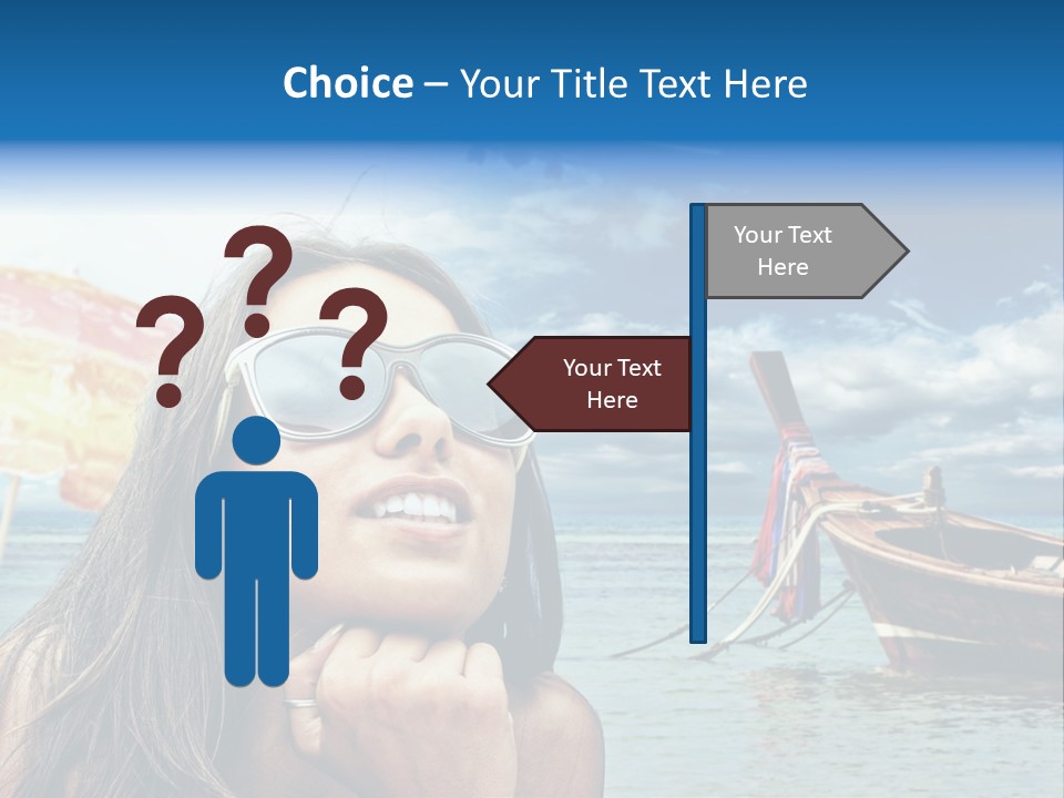 Woman Airplane Tropical PowerPoint Template