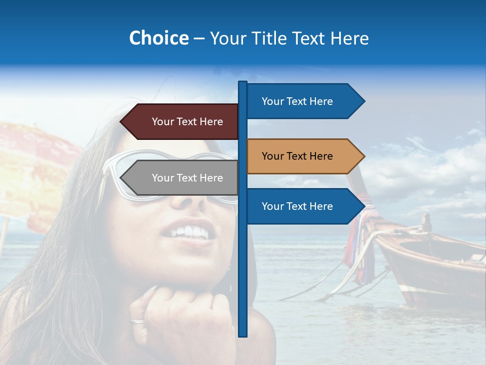 Woman Airplane Tropical PowerPoint Template