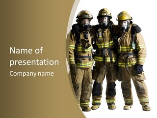 Uniform Firefighter Colleagues PowerPoint Template