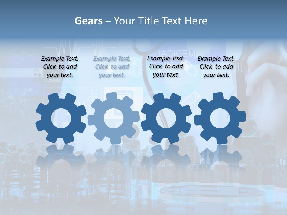 A Doctor Holding A Stethoscope In Front Of A Group Of People PowerPoint Template