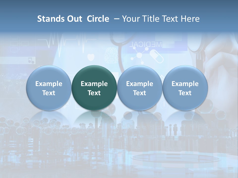 A Doctor Holding A Stethoscope In Front Of A Group Of People PowerPoint Template